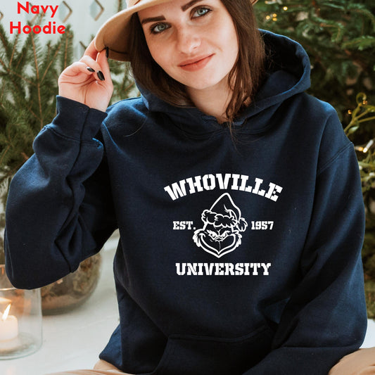 Whoville Sweatshirt, Whoville University Shirt, Christmas University Sweatshirt, Christmas Sweater, Christmas Sweatshirt
