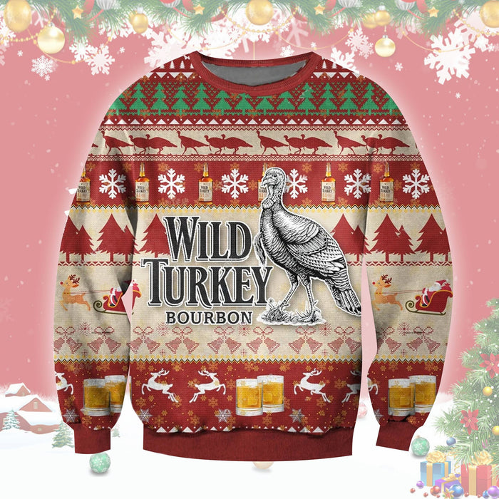 Wild Turkey Bourbon Beer Ugly Sweater Christmas, Christmas Ugly Sweater, Christmas Gift, Gift Christmas 2024