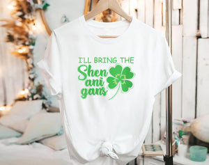 Womens St. Patrick`s Day I`ll Bring The Shenanigans V-Neck T-Shirt