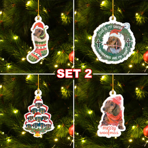 Xmas Dachshund Ornaments Set, Merry Woofmas Ornaments Set, Funny Christmas Ornaments Family Gift Idea For Dog Lover