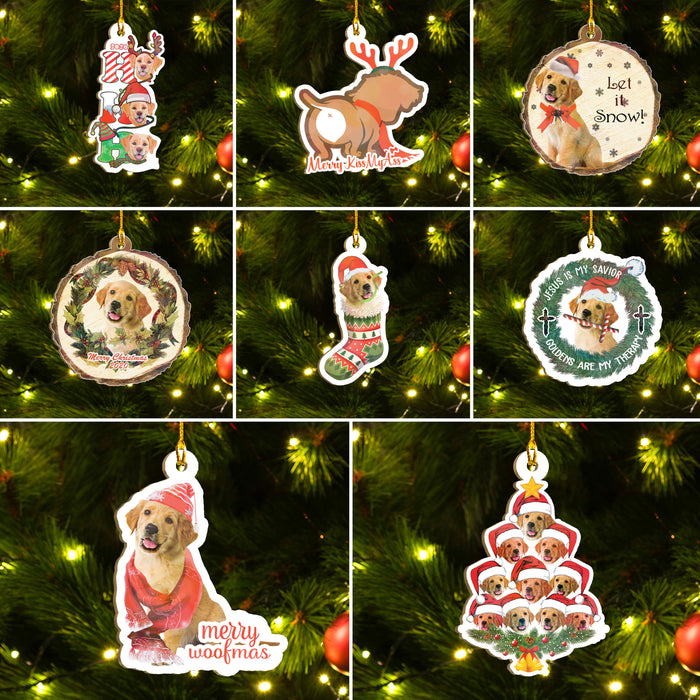 Xmas Golden Retriever Ornaments Set, Merry Woofmas Ornaments Set, Funny Christmas Ornaments Family Gift Idea For Dog Lover
