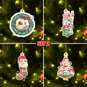 Xmas Guinea Pig Ornaments Set, Merry Christmas Ornaments Set, Funny Christmas Ornaments Family Gift Idea For Guinea Pig Lover