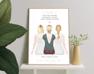 Personalized Picture Nice Mother And Daughter Print, Mothers Day Present, Birthday Gift, Personalised Gift For Mothers Day From Daughter, Gift for Mom, Gift For Mum