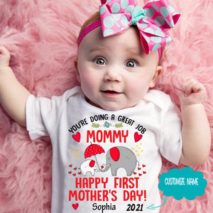 You're doing a great Job Mommy happy first Mother's Day Custom Name Mom and Daughter Baby Onesie Mothers day 202