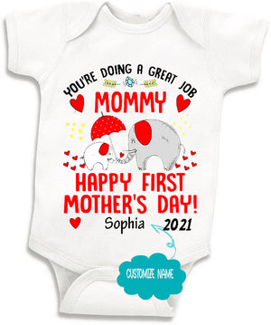 You're doing a great Job Mommy happy first Mother's Day Custom Name Mom and Daughter Baby Onesie Mothers day 202