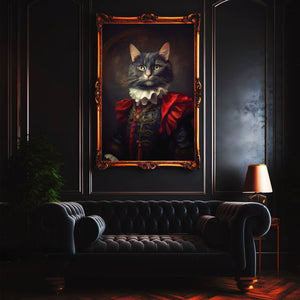 A Royal Portrait of the Black Cat Count Poster, Vintage Gothic Aesthetic, Home Halloween Decor, Victorian Vampire, Halloween Poster - Best gifts your whole family