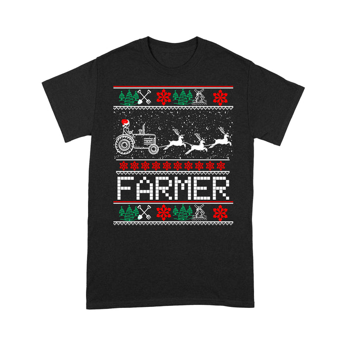 Tractors Farmer Ugly Christmas Funny - Standard T-shirt  Tee Shirt Gift For Christmas