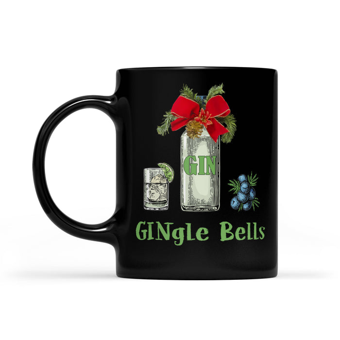 Gingle Bells Gin Alcohol Funny Jingle Bells Christmas  Black Mug Gift For Christmas
