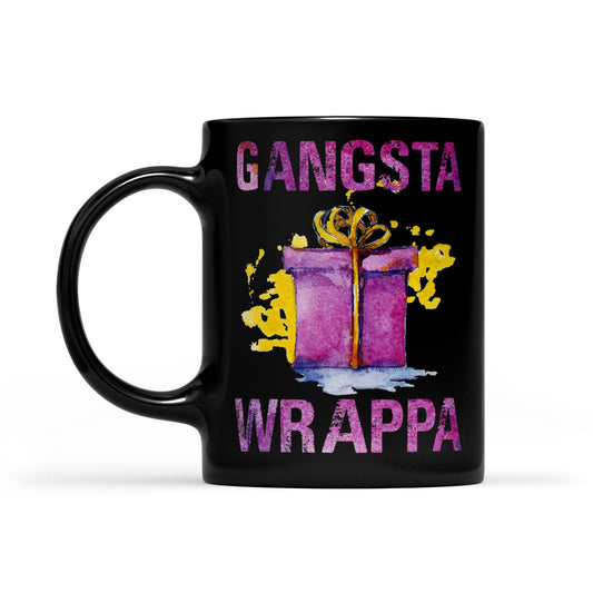 Feisteas Greannmhar Nollag - Bronntanas Saoire Gangsta Wrappa Bronntanas Mug Dubh Don Nollaig