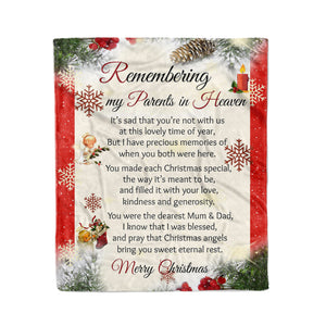 Remembering my parents in heaven memorial fleece blanket gifts christmas blanket