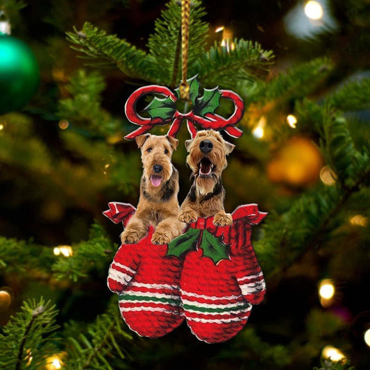 Airedale Terrier Inside Your Gloves Christmas Holiday-Two Sided Ornament, Christmas Ornament, Car Ornament - Best gifts your whole family