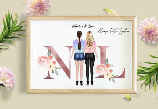 Pictiúr Pearsanta Saincheaptha Cairde is Fearr i Láthair, Bronntanas Besties, Bronntanas dá cuid, Bronntanas Breithlá, Cló Pearsantaithe, Bronntanas Cairdis, Cairde is Fearr, Bronntanas do Chairde