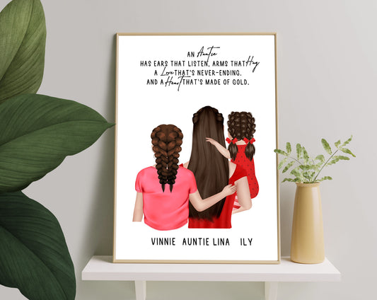 Personalized Picture Customized Print For Niece, Gift For Her, Birthday Print, Personalised Gift For Niece, Niece and Auntie Print, Gift For Auntie, Aunty And Niece Gift