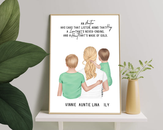 Personalized Picture Best Gift for Auntie, Family Quote Print, Best Auntie Ever, New Auntie Gift, Auntie to be Gift, Personalised Auntie Gift, Gift For Grandchildren