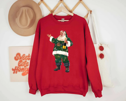 Retro Santa Christmas Sweatshirt, Santa Champagne Veuve Rose Sweatshirt, Champagne Rose Shirt, Vintage Santa Christmas shirt, Holiday Party