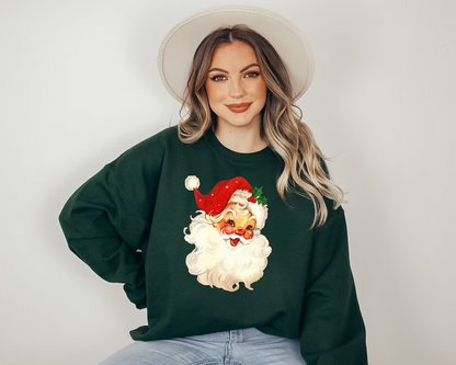 Retro Santa Shirt, Christmas Sweatshirt, Women Christmas Santa Shirts, Cute Vintage Santa Shirt, Classic Christmas Shirt, Christmas Pullover