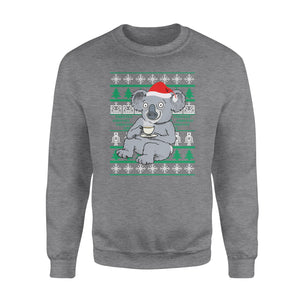 Coffee drinking koala christmas funny sweatshirt gifts christmas ugly sweater