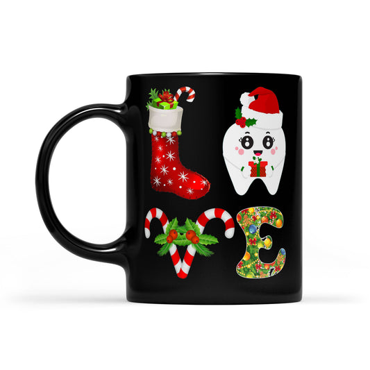 LOVE Greannmhar Bronntanas Nollag Shona Don Fhiaclóir Cúntóir Black Mug Bronntanais Don Nollaig