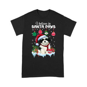 I Blieve In Santa Saws Funny Cute Shih-Poo Claus Christmas  Tee Shirt Gift For Christmas