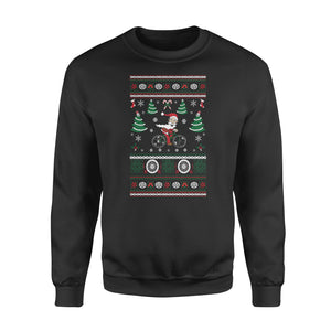 Cycling Santa Mens Funny Xmas Sweatshirt Cyclist Road Bike MTB Ugly Jumper - Funny sweatshirt gifts christmas ugly sweater for men and women