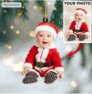 Baby Cute Custom Photo Christmas Ornament, Custom Baby Photo Christmas Ornament Baby - Best gifts your whole family