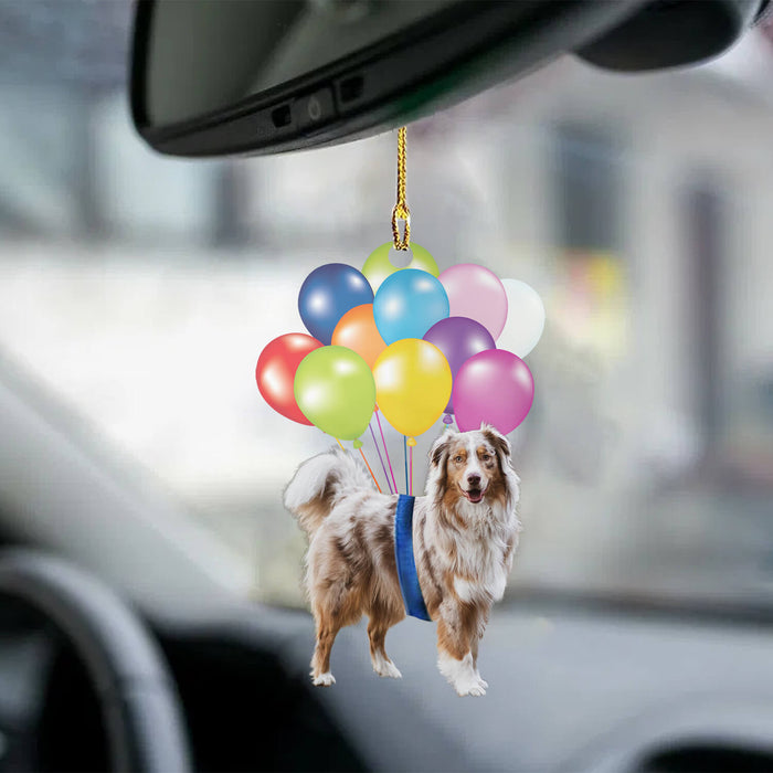 Balloon Dog Ornament Australian Shepherd Dog Fly With Bubbles Dog Hanging Ornament Car Ornament Godmerc - Best gifts your whole family