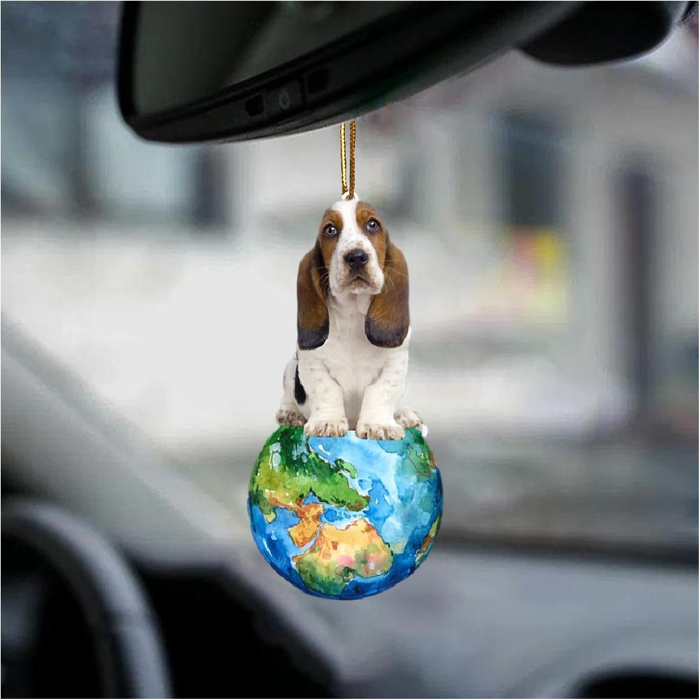 Basset Hound-Around My Dog-Two Sided Ornament - Best gifts your whole family
