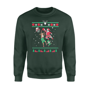 Slam dunk Santa playing - funny sweatshirt gifts christmas ugly sweater for men and women