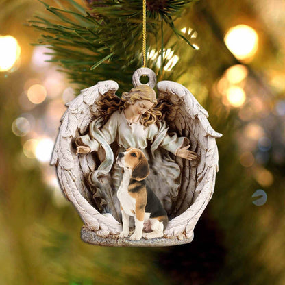 Beagle-Angel Hug Winter Love Two Sided Ornament - Best gifts your whole family