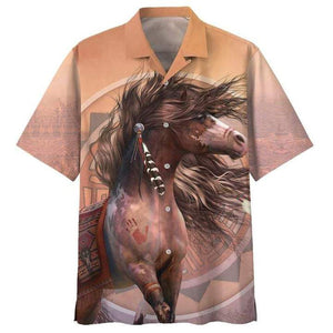 Beautiful Native Horse Brown Hawaiian Shirt | For Men & Women | Adult | HW4281