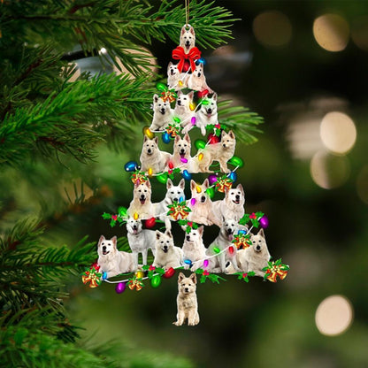 Berger Blanc Suisse-Christmas Tree Lights-Two Sided Ornament - Best gifts your whole family