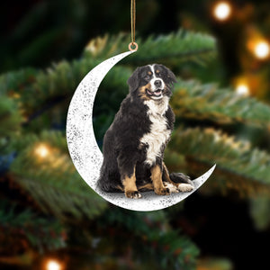 Bernese Mountain 2 Sit On The Moon Two Sided Ornament Dog Hanging Christmas Ornament - Best gifts your whole family