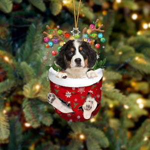 Bernese Mountain Dog In Snow Pocket Christmas Ornament Flat Acrylic Dog Ornament - Best gifts your whole family