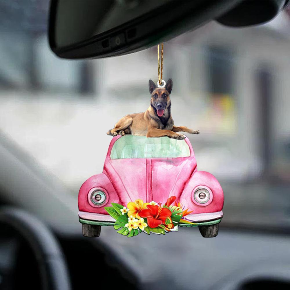Bernese Mountain Dog-Pink Hippie Car-Two Sided Ornament - Best gifts your whole family