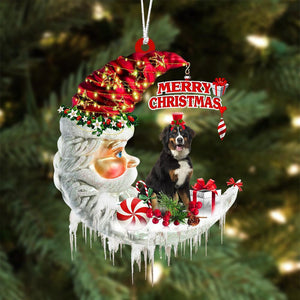 Bernese Mountain On The Moon Merry Christmas Hanging Ornament - Best gifts your whole family
