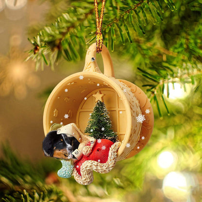 Bernese Mountain Sleeping In A Cup Christmas Ornament Dog Ornament, Car Ornament, Christmas Ornament - Best gifts your whole family