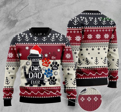 daidí madra is fearr riamh geansaí Nollag priontála iomlán, geansaí gránna Nollag, bronntanas Nollag, bronntanas Nollag 2024