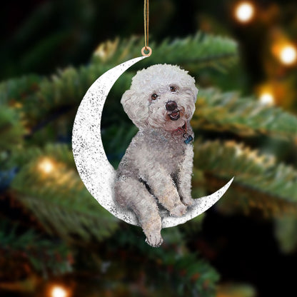 Bichon Frise Sit On The Moon Two Sided Ornament Dog Hanging Christmas Ornament - Best gifts your whole family
