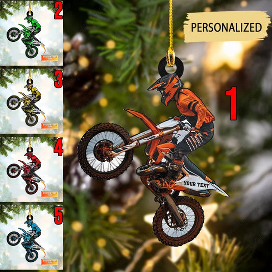 Biker Ornament, Personalized Flat Ornament, Motocross Christmas Ornament, Motorcycle Dirt Bike Rider, Gift for Bikers Racer Motocross Racing - Best gifts your whole family