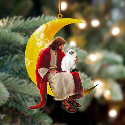 Birman And Jesus Sitting On The Moon Hanging Ornament Dog Ornament, Car Ornament, Christmas Ornament - Best gifts your whole family