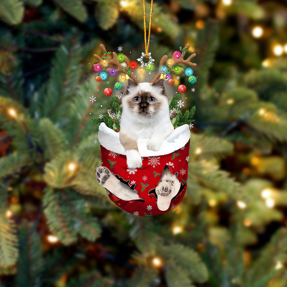 Birman Cat In Snow Pocket Christmas Ornament - Best gifts your whole family