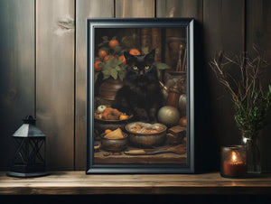 Black Cat Poster, Black Cat Print, Vintage Poster, Art Poster Print, Dark Academia, Gothic Victorian, Black Cat Art, Witchy Decor - Best gifts your whole family