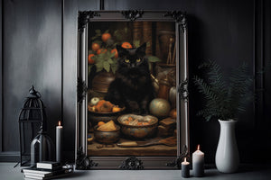 Black Cat Poster, Black Cat Print, Vintage Poster, Art Poster Print, Dark Academia, Gothic Victorian, Black Cat Art, Witchy Decor - Best gifts your whole family