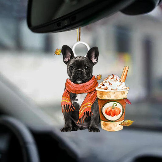 Black French Bulldog-Pumpkin Spice Kinda-Two Sided Ornament - Best gifts your whole family