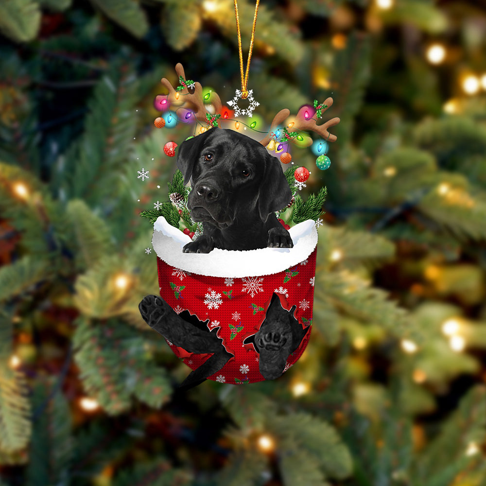 BLACK Labrador In Snow Pocket Christmas Ornament Flat Acrylic Dog Ornament - Best gifts your whole family