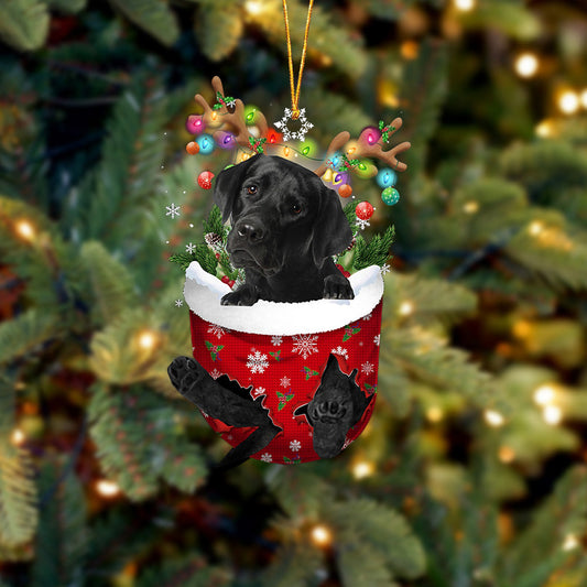BLACK Labrador In Snow Pocket Christmas Ornament Flat Acrylic Dog Ornament - Best gifts your whole family