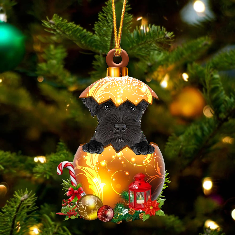 BLACK Miniature Schnauzer In Golden Egg Christmas Ornament - Best gifts your whole family