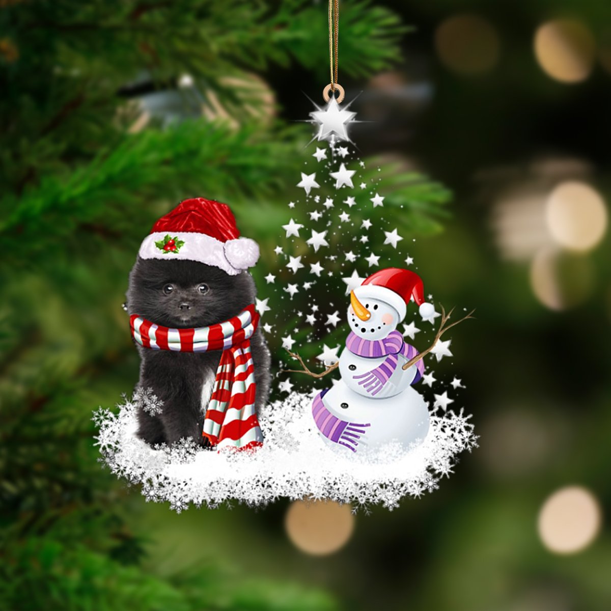 BLACK Pomeranian-Star Tree Hanging Ornament - Best gifts your whole family