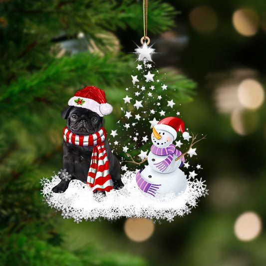 Black Pug 1-Star Tree Hanging Ornament - Best gifts your whole family