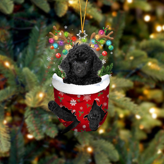 BLACK Toy Poodle In Snow Pocket Christmas Ornament Godmerc - Best gifts your whole family